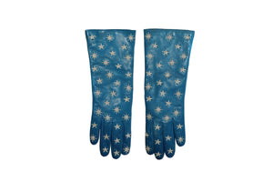 Mid Lengh Leather Gloves w. Embroidered Stars
