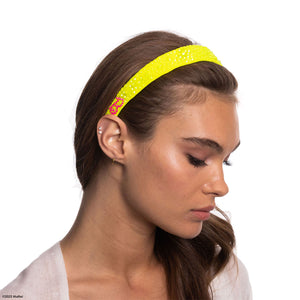 Barbie X Carolyn Rowan Headband w. Crystals all Over - Neon Yellow