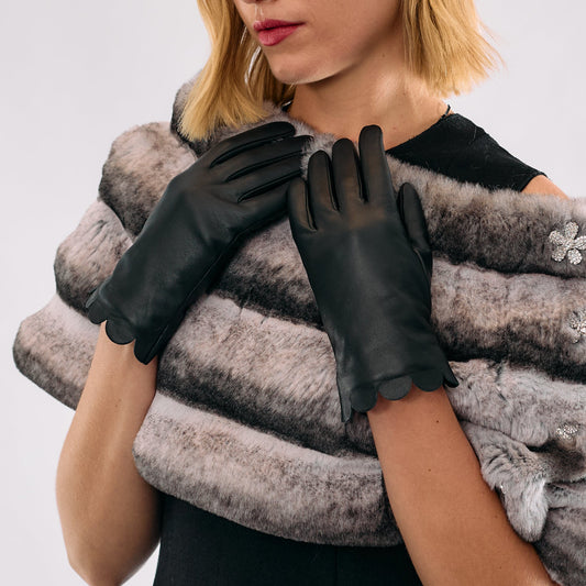 Nappa Leather Gloves with Scalloped Edge