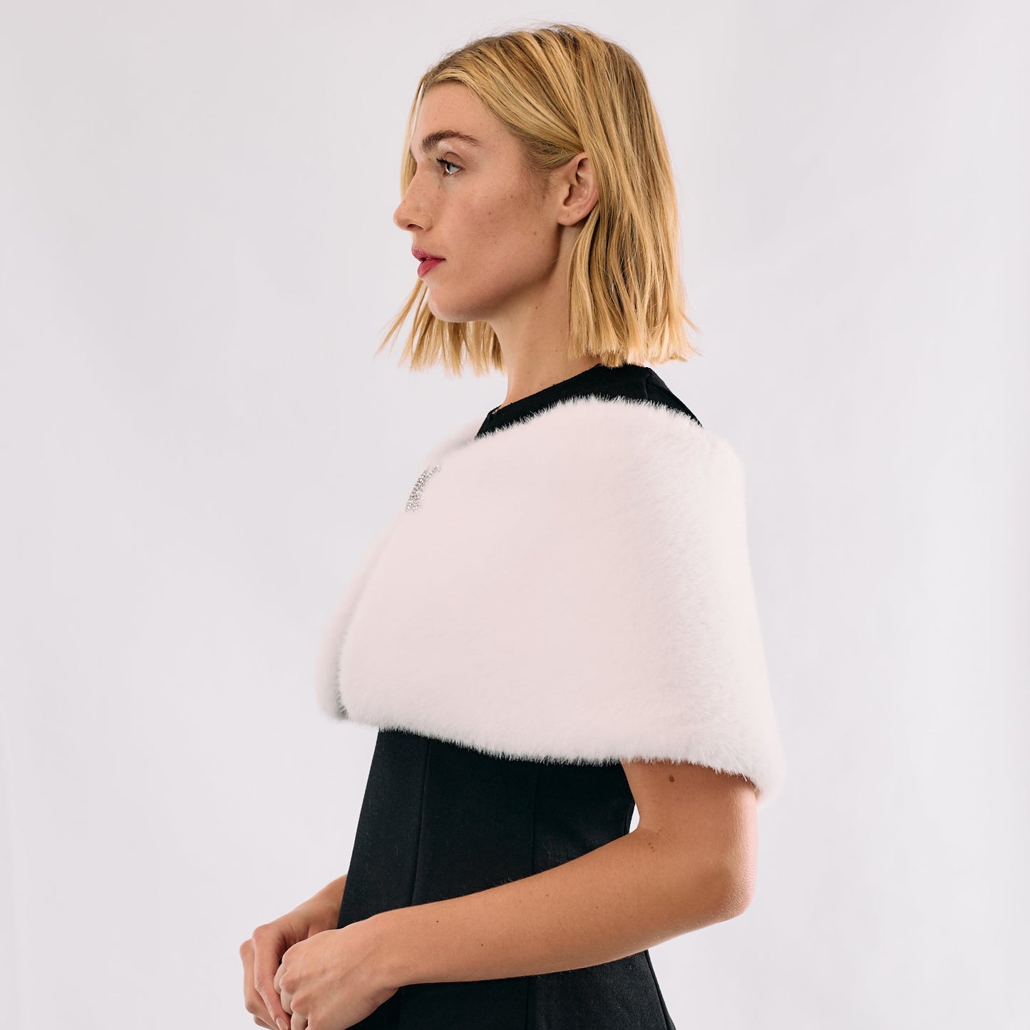 Faux Fur off The Shoulder Shrug