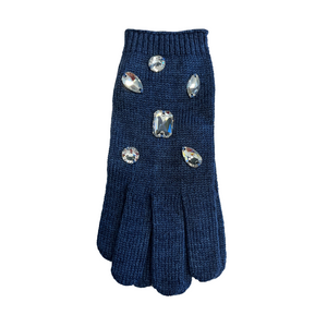 CR X SG Kids Cashmere Full Finger Gloves with Scattered Jewel Stones