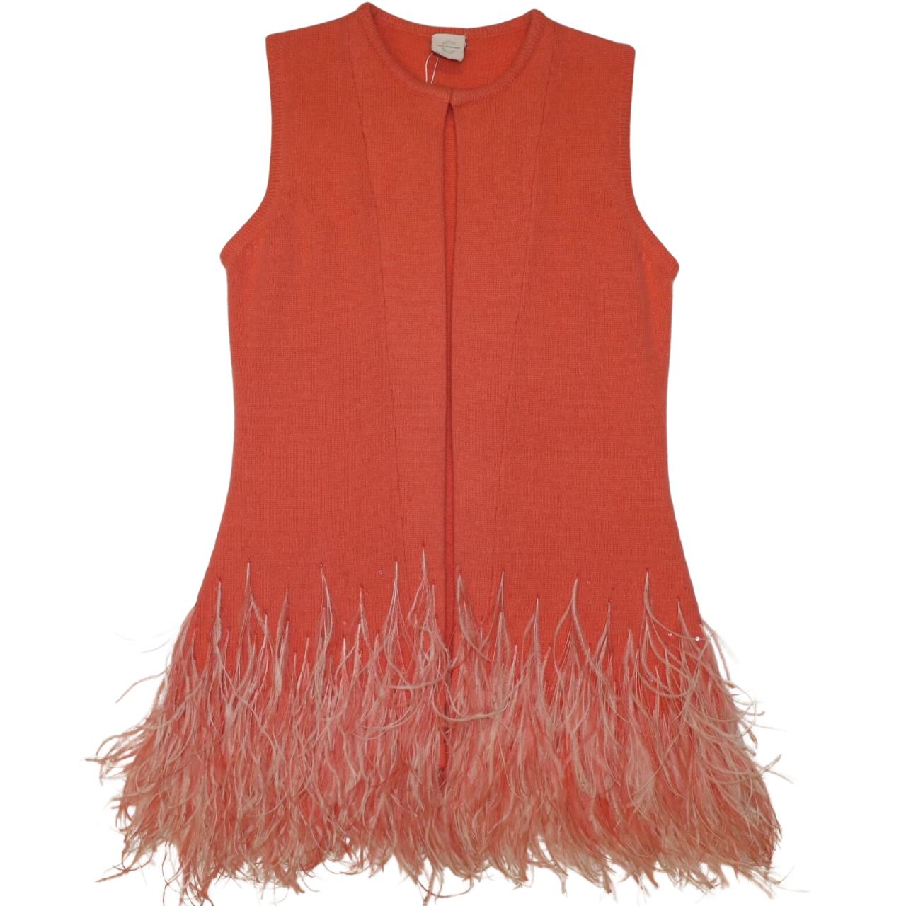 Cashmere Vest w. Ostrich Feathers / Tonal Feathers w. White Mix