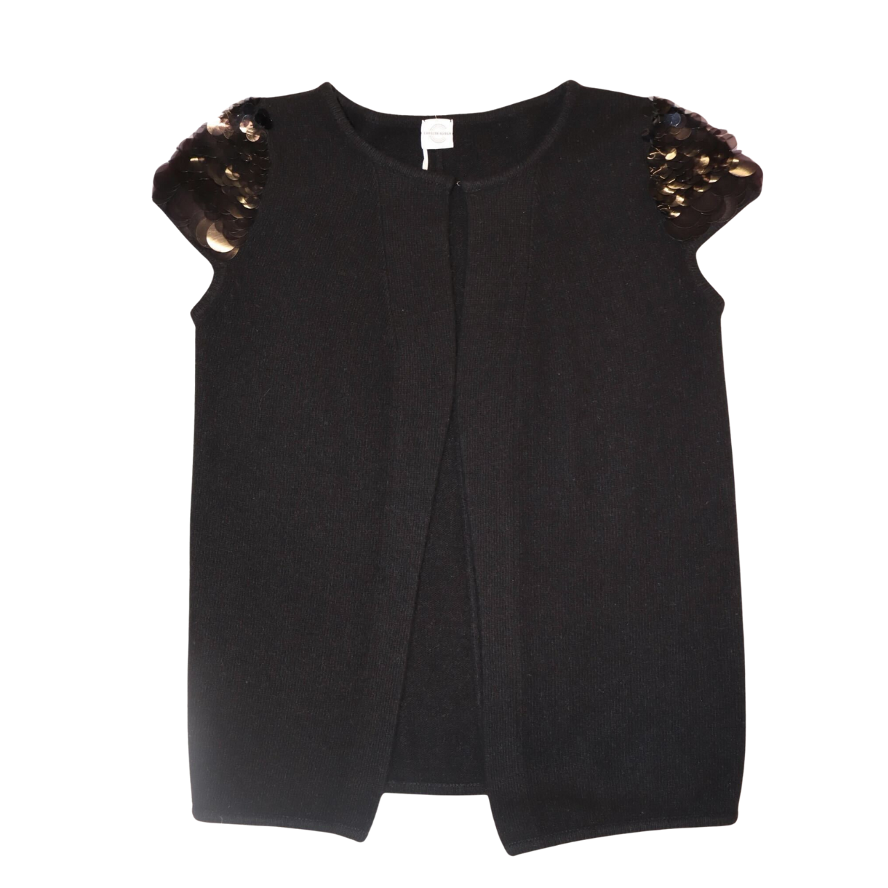 Lexington Cashmere Vest w. Clear Grey Paillette Sleeves