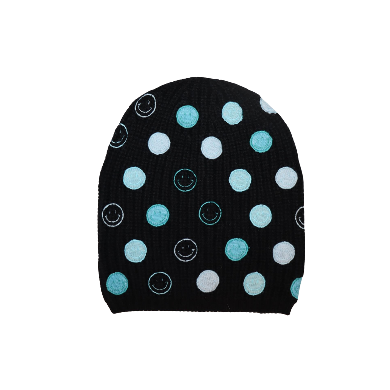 Ribbed Merino Beanie w. Smiley Faces