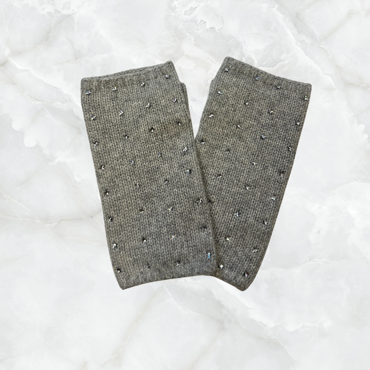 Cashmere Fingerless Gloves with Swarovski Star Rows