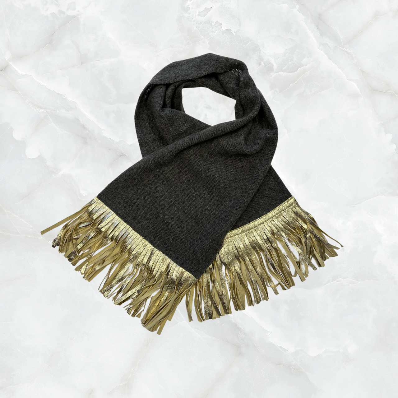 Cashmere Scarf with Suede Fringe