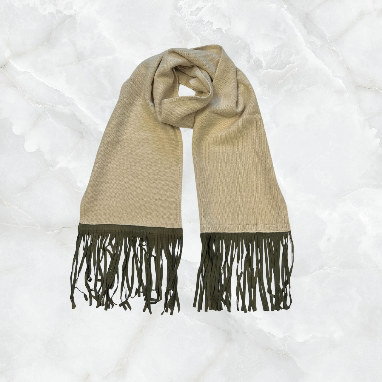 Cashmere Scarf with Suede Fringe