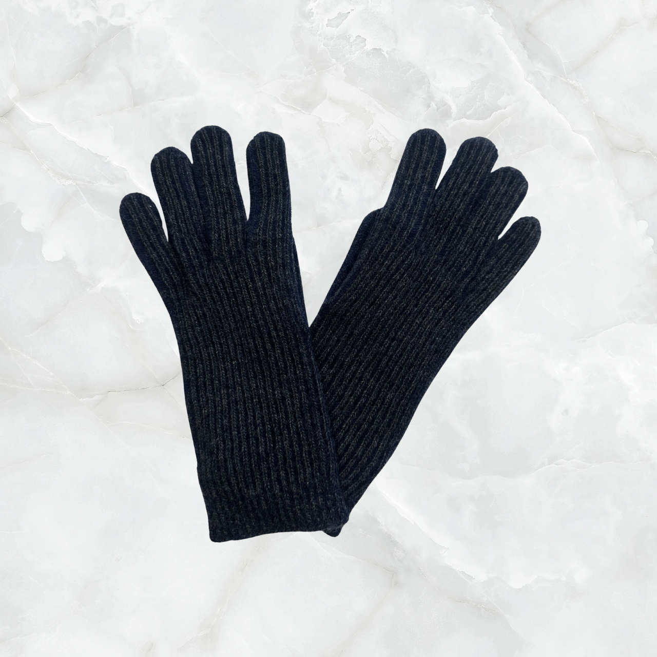 Two Tone Ribbed Gloves with Full Fingers
