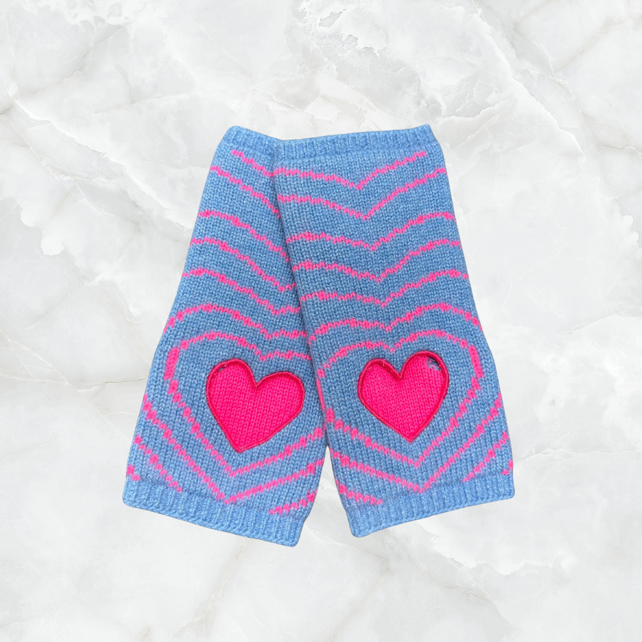 Cashmere Heart Intarsia Gloves w. Cutout