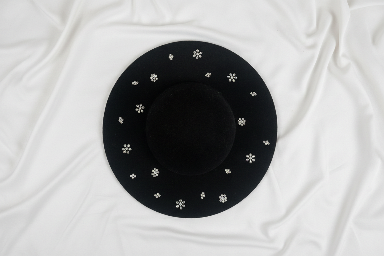 Sun Hat with Scattered Flower Crystals
