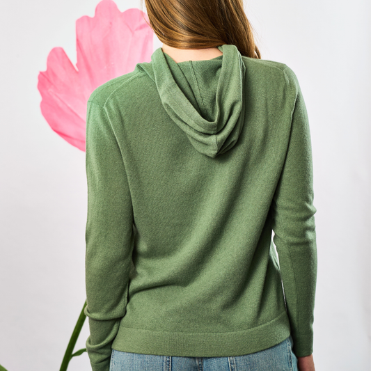 Cashmere Montauk Embroidered Hoodie - Harper Green