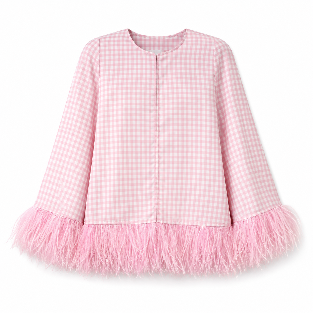 Open Front Cape w. Ostrich Feather Trim