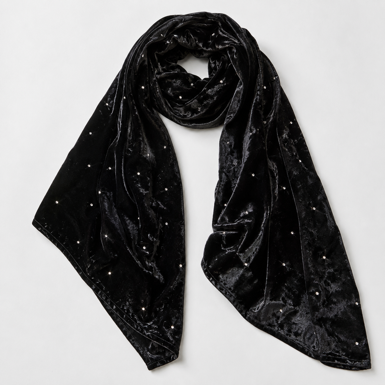 Velvet Shawl w. Scattered Swarovski Crystals