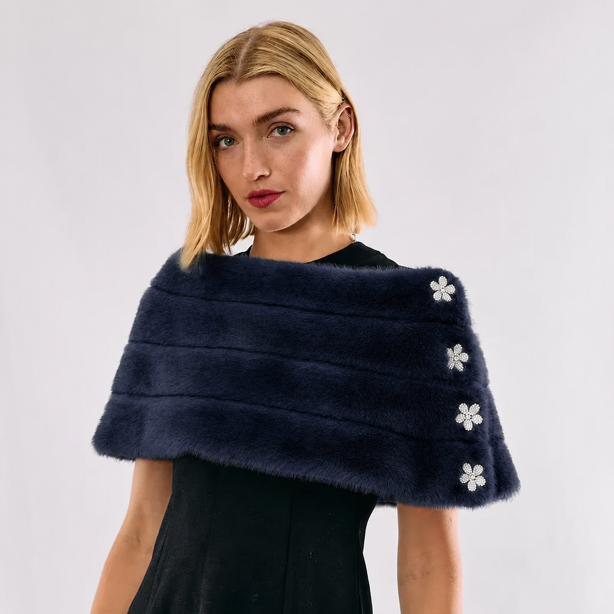 Faux Fur Emilia- Navy