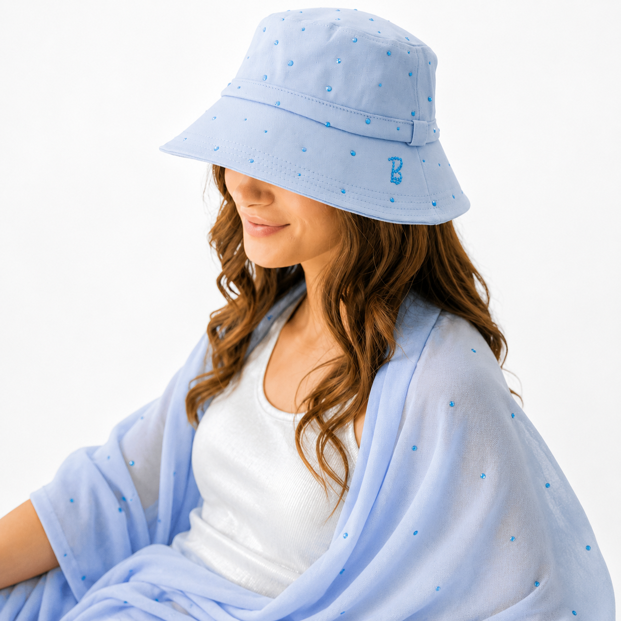 Cashmere Shawl with Scattered Monochromatic Crystals