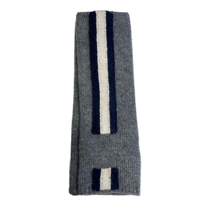 Long Fingerless Cashmere Glove with Contrast Double Stripe