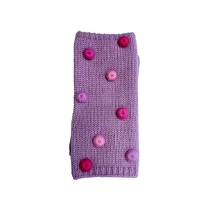 Fingerless Gloves w. Scattered Self Crocheted Buttons - Purple Lilac