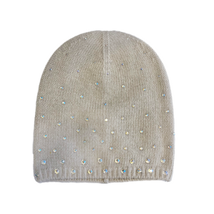 Long Beanie with Crystal Shimmer - Ivory