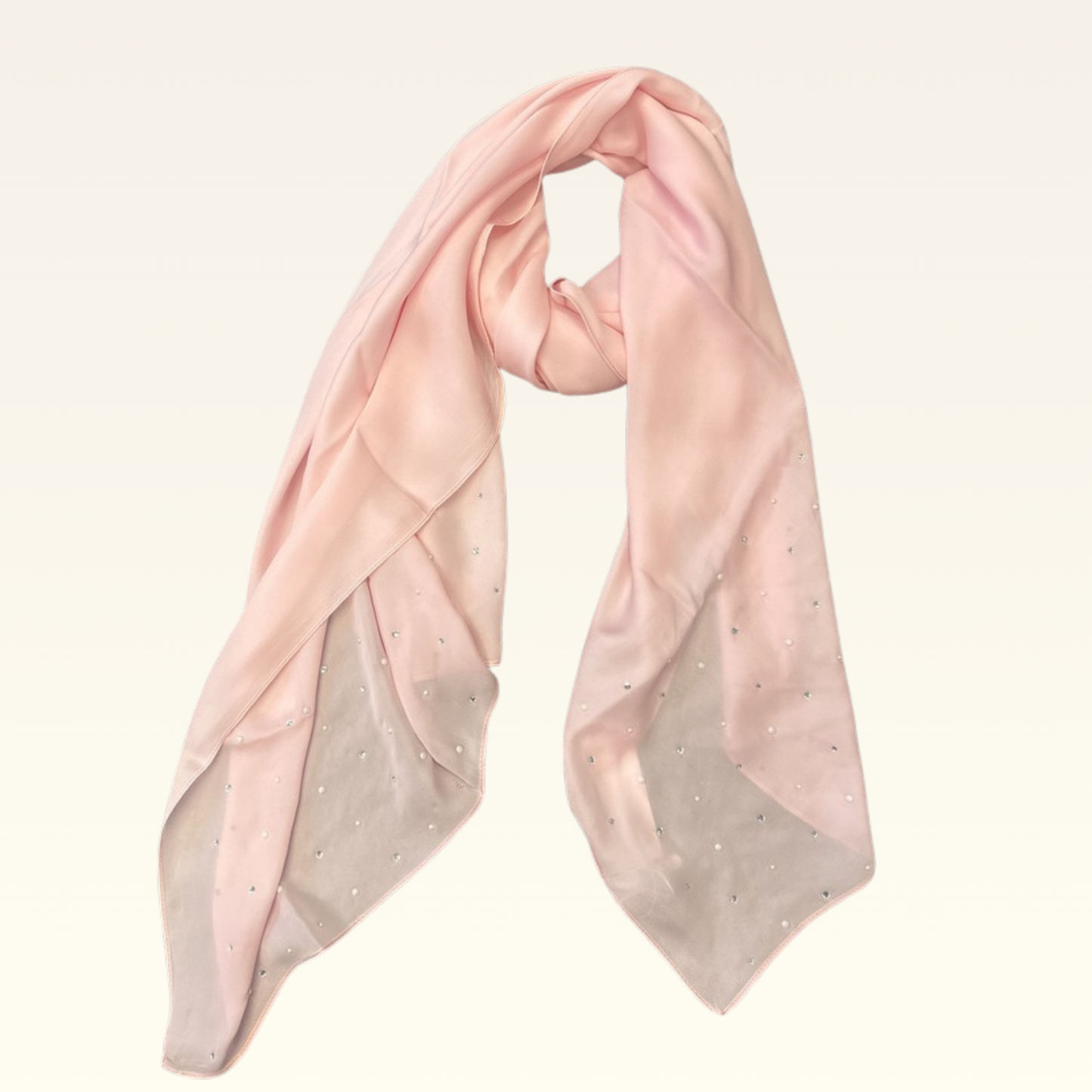 Silk Shawl w. Scattered Crystals and Pearl Edges
