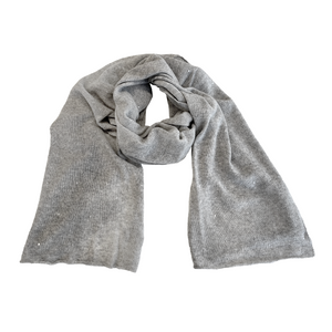 Cashmere Scarf with Scattered Sequins - Light Heather Grey