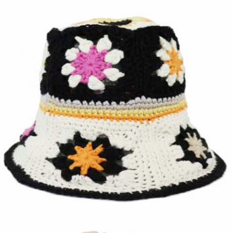 Crocheted Flower Patch Cotton Hat