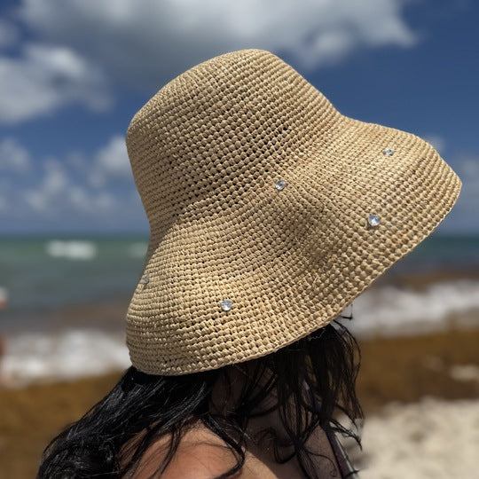 Relaxed Weekend Hat w. Scattered Crystals -Natural