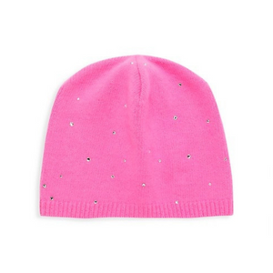 Cashmere Baggy Beanie w. Swarovski Crystals All Over - Hot Pink