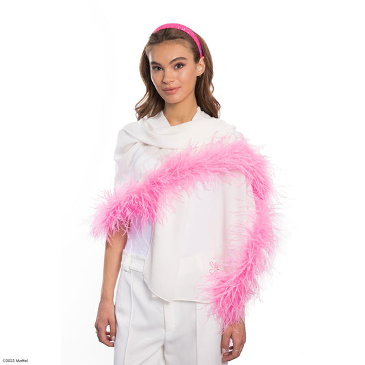 Silk Georgette Shawl w. Swarovski Sunflower & Ostrich Feather Trim