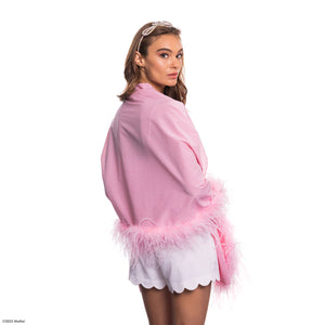 Barbie X Carolyn Rowan Striped Cotton Shawl w. Crystal Row and Feather Edge - Pink