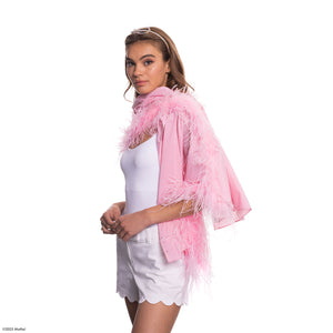 Barbie X Carolyn Rowan Striped Cotton Shawl w. Crystal Row and Feather Edge - Pink