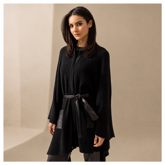 Cashmere Jacket Wrap with Leather Belt