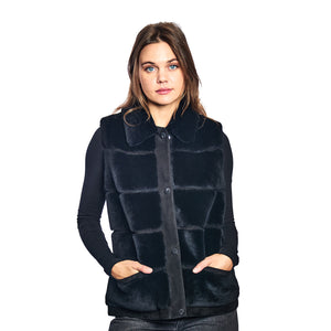 Shearling Vest w. Collar - Black