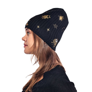 Merino Beanie w. Celestial Embroidery