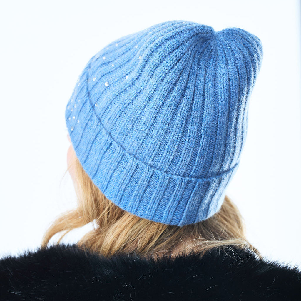 Cashmere Jersey Knit Cuffed Beanie w. Asterism