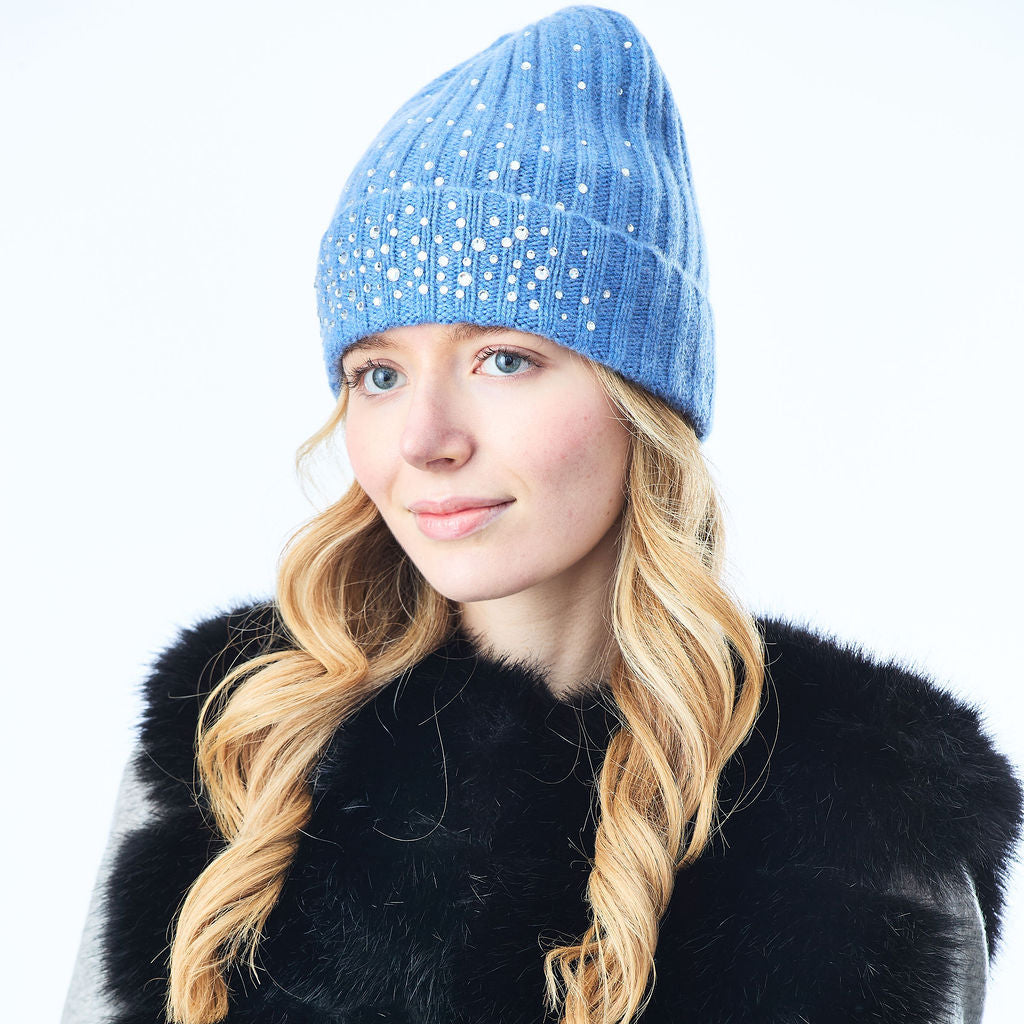 Cashmere Jersey Knit Cuffed Beanie w. Asterism