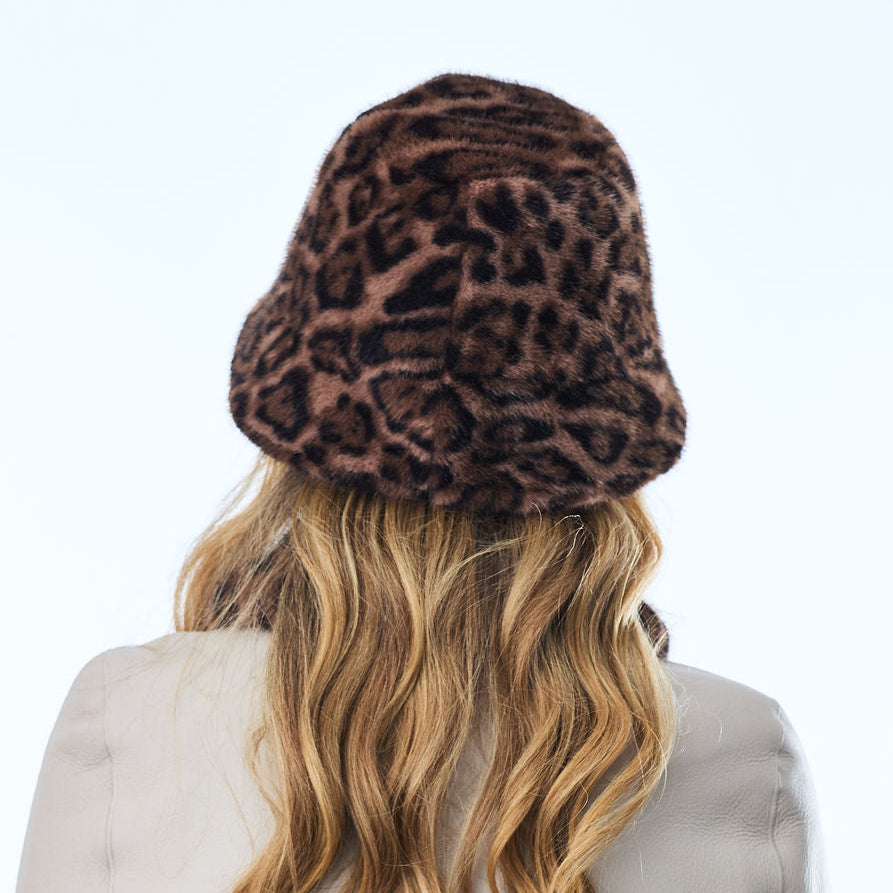 Faux Fur Bucket Hat -Leopard