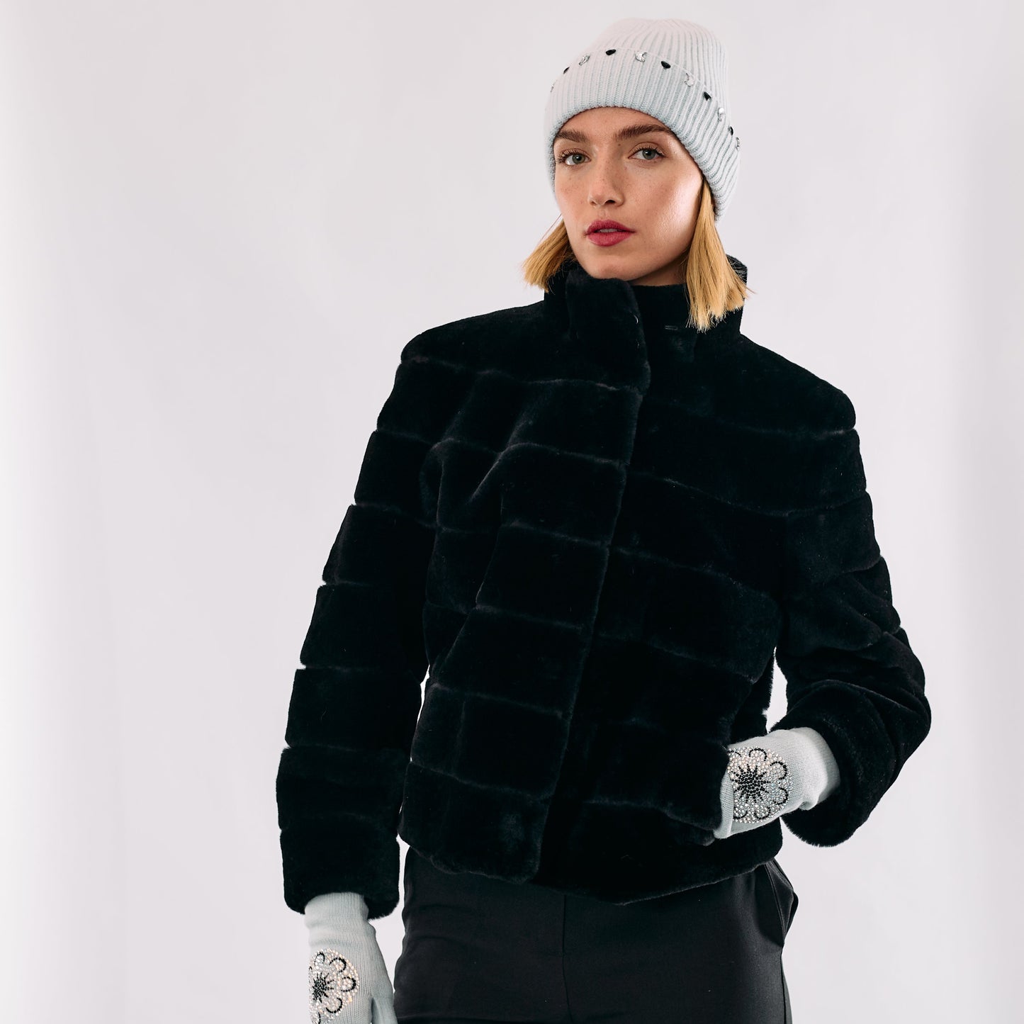 Shearling Layered Cropped Coat