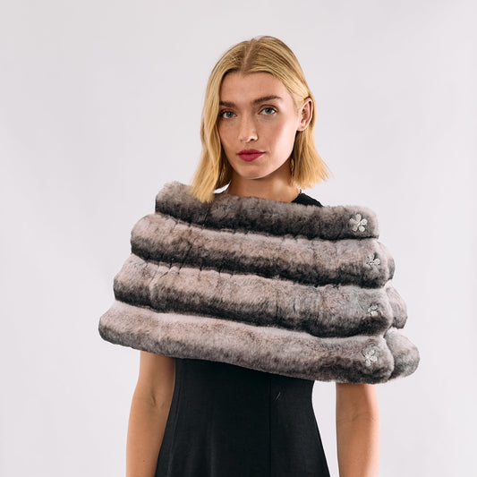 Faux Fur Emilia w. Crystal Flower Buttons