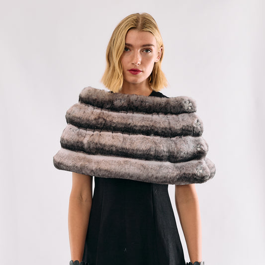 Faux Fur Emilia w. Crystal Flower Buttons