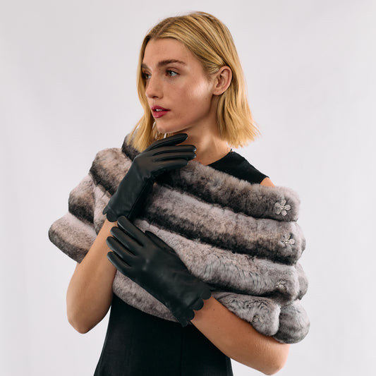 Nappa Leather Gloves with Scalloped Edge