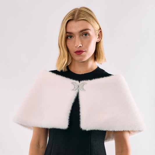 Faux Fur off The Shoulder Shrug