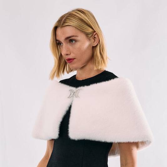 Faux Fur off The Shoulder Shrug