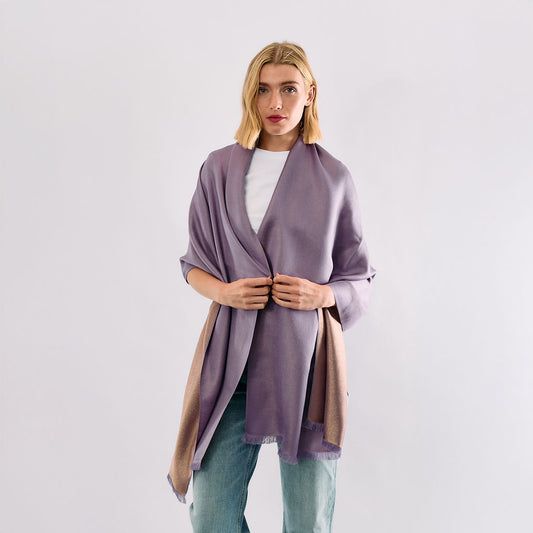 Reversible Metallic Shawl - Purple & Lavander