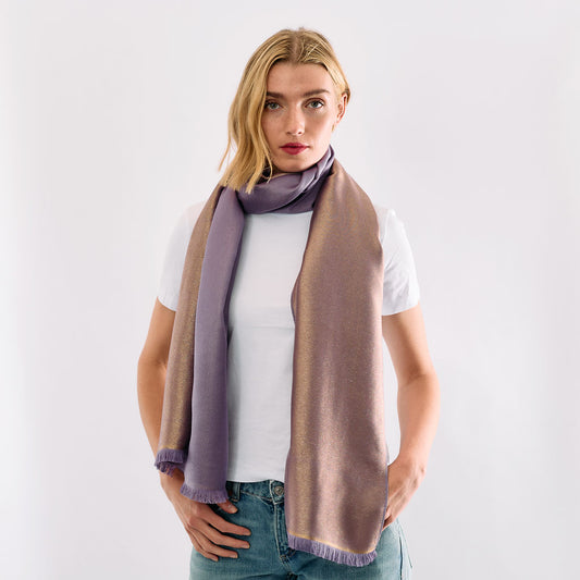 Reversible Metallic Shawl - Purple & Lavander