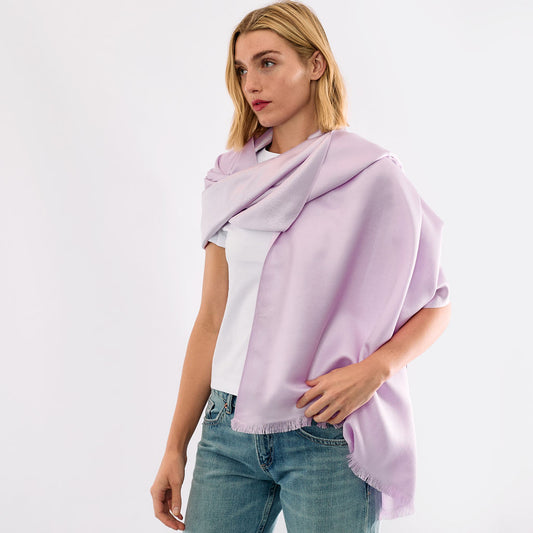 Reversible Metallic Shawl -Light Purple & Silver