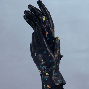 Leather Gloves w. Embroidered Planets