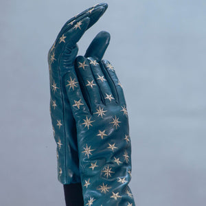 Leather Gloves w. Embroidered Stars