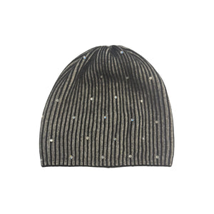 Two-Tone Ribbed Beanie w. Scattered Crystals