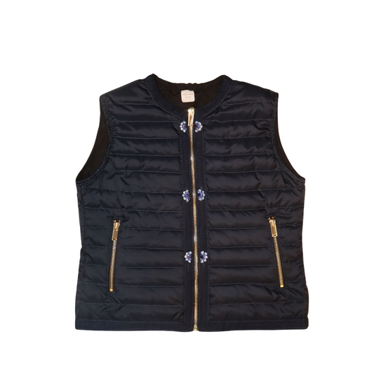 Quilted Down Ski Vest w. Jeweled Buttons
