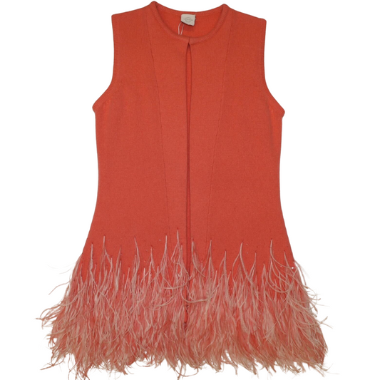 Cashmere Vest w. Ostrich Feathers / Tonal Feathers w. White Mix